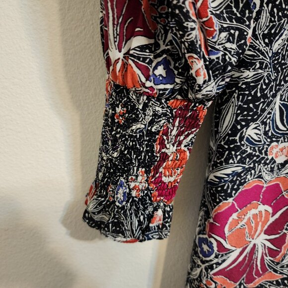 Isabel Etoile Marant Silk Yandra Floral Mock Neck Midi Dress Sz 38/ 6US Classic - Picture 8 of 15